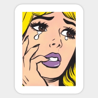 Blonde Crying Comic Girl Sticker